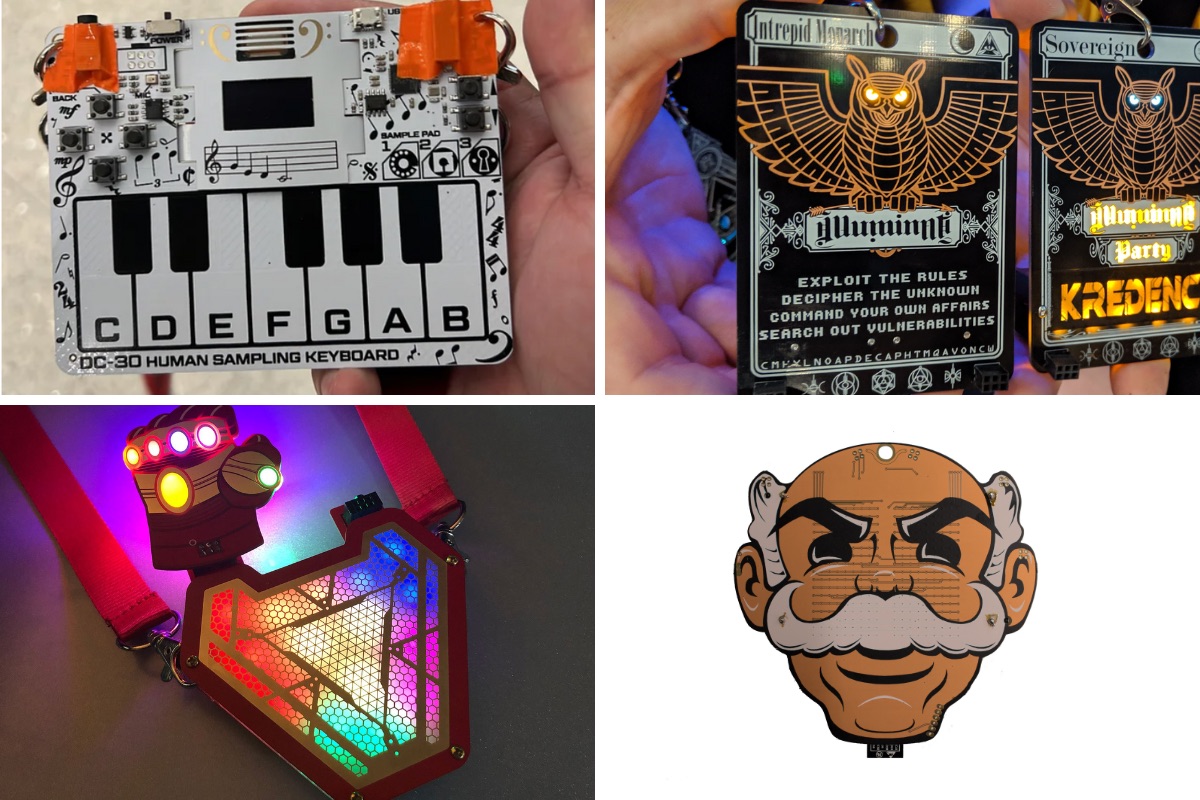 PCB art examples from DEFCON, Kredence, TwinkleTwinkie, and Benchoff. 